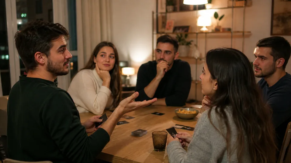 Играч задава въпрос по време на Spyfall