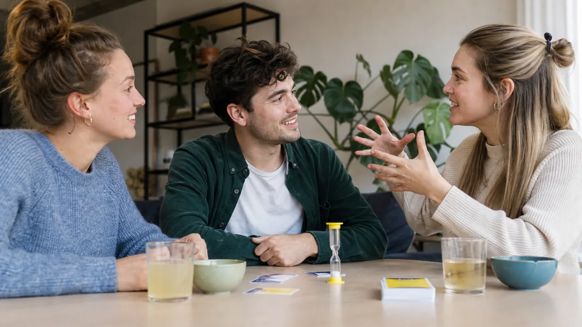 Vrienden houden de score bij na een snelle spelronde
