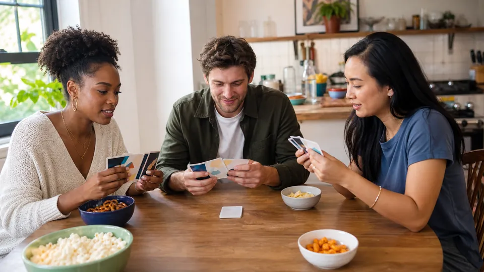Amigos eligiendo el mejor texto para un meme