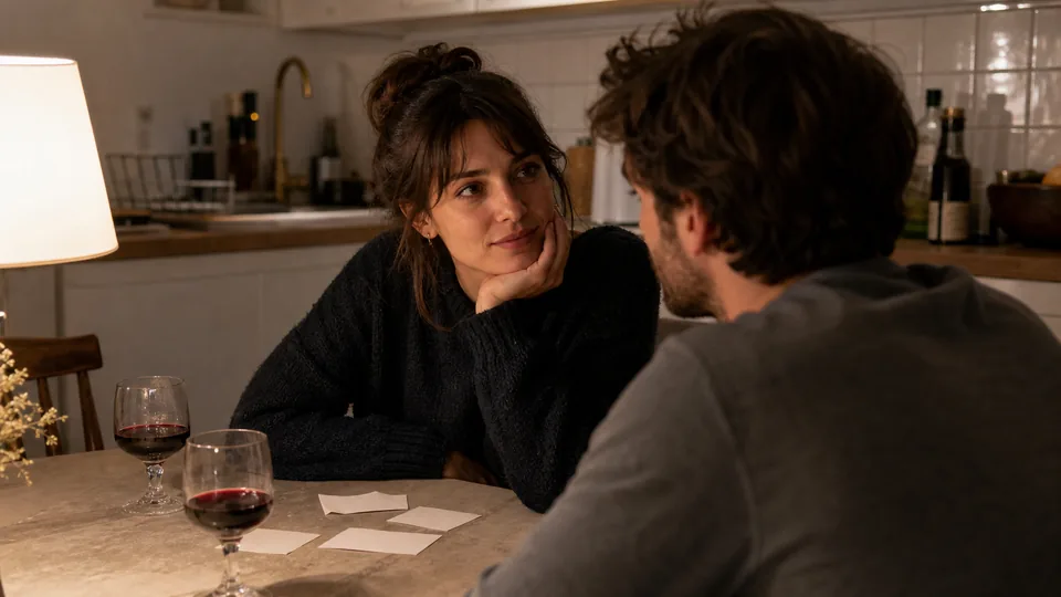 Couple échangeant des questions intimes