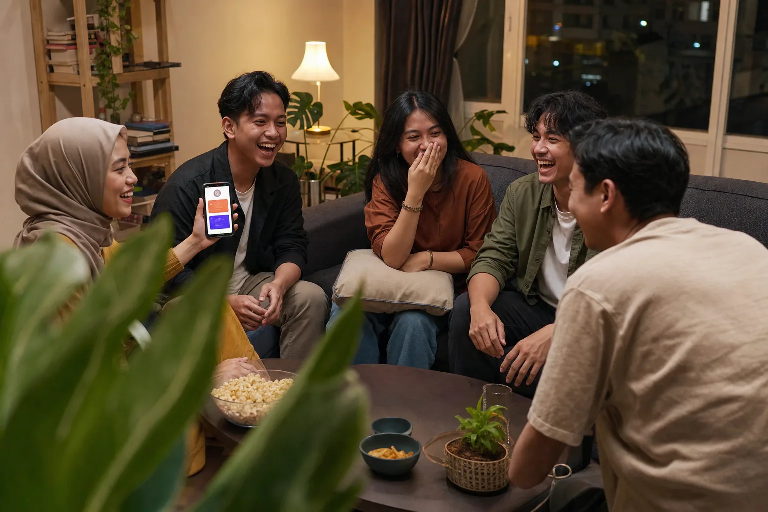 Teman-teman Indonesia bermain Truth or Dare di ruang tamu