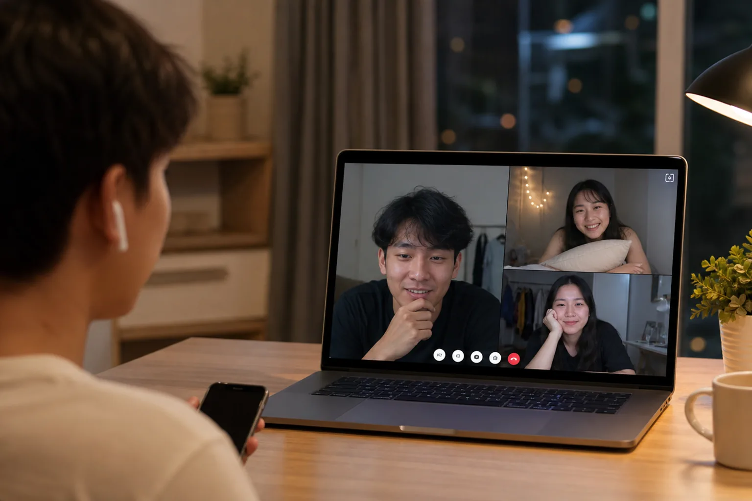 Teman Indonesia bermain Truth or Dare lewat panggilan video di laptop
