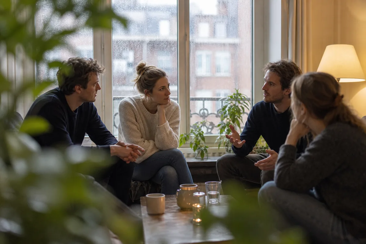 Discussion calme entre amis
