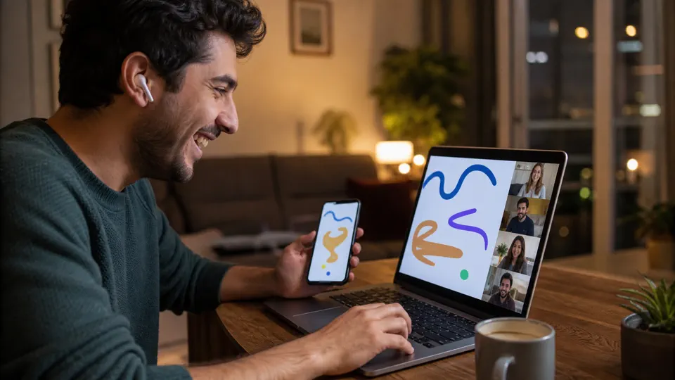 Arkadaşlar telefondan çevrimiçi çizim oyunu oynuyor