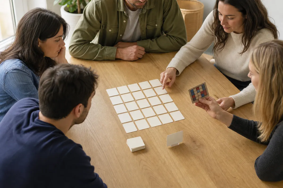 Igrači slažu mrežu kartica za Codenames