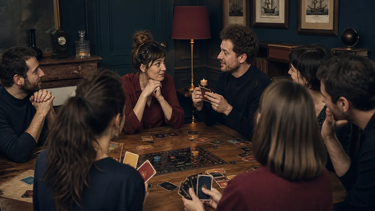 Amis échangeant des anecdotes autour d’une table