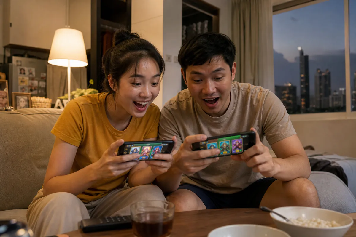คู่รักชาวไทยเล่นเกมออนไลน์ด้วยกัน