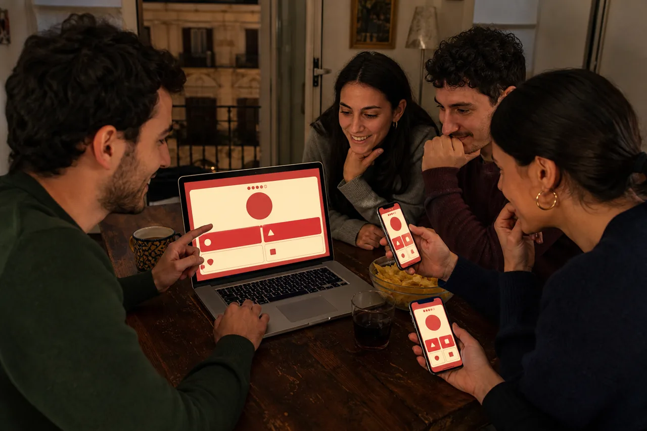 Amici che giocano a un quiz online