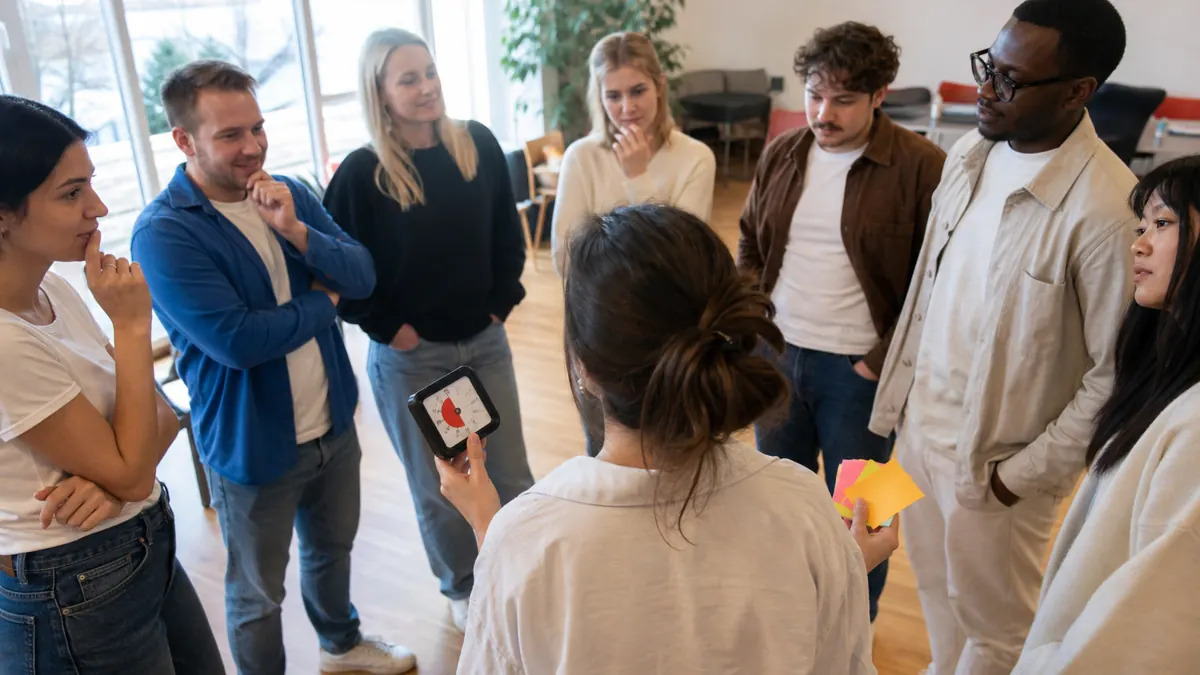 Gruppe wählt gemeinsam ein Eisbrecher Spiel für den Workshop