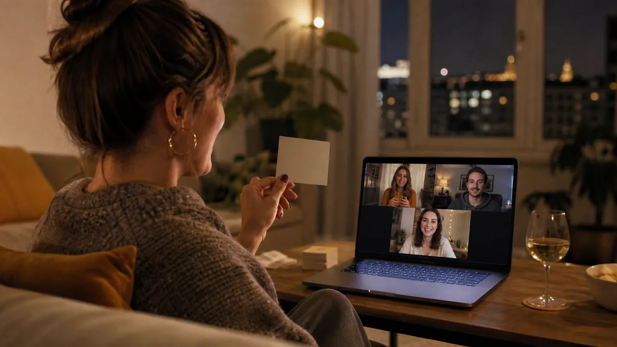 Barátok laptopon keresztül játszanak együtt