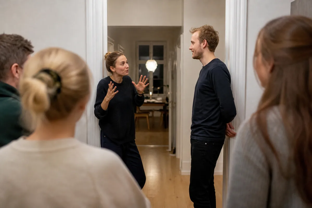 To venner mimer videre i en mimekæde