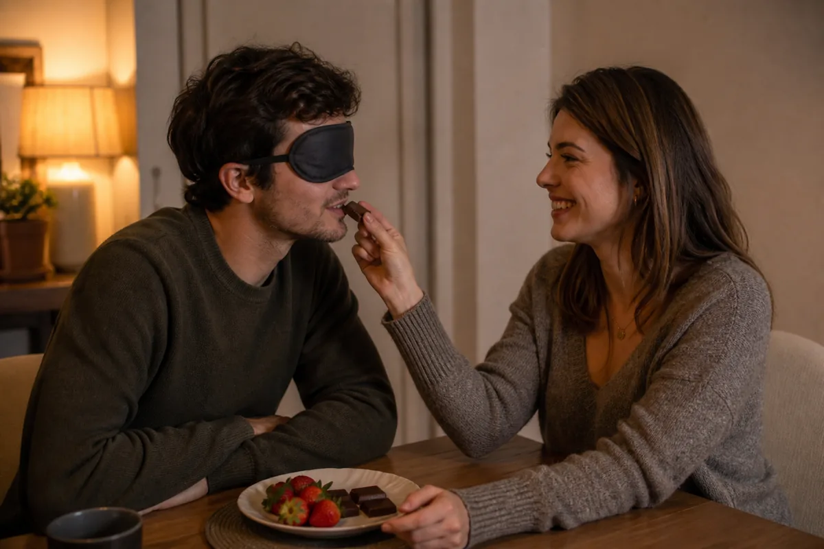 Couple dans une ambiance sensuelle