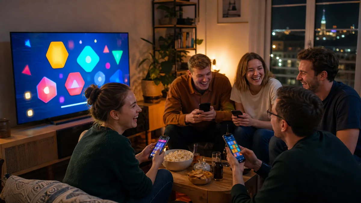Grupa znajomych przy wspólnym ekranie