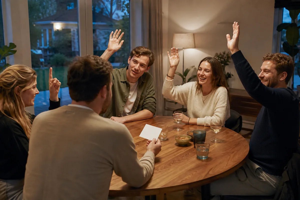 Groep stemt tegelijk tijdens een ja nee quiz