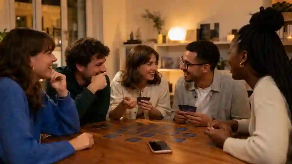 Amis français réunis autour d’un jeu de mot secret