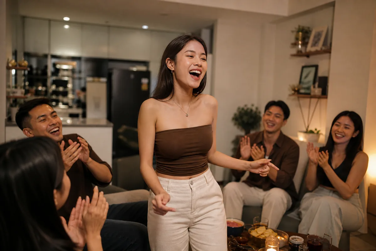 Bạn chơi thực hiện thử thách vui