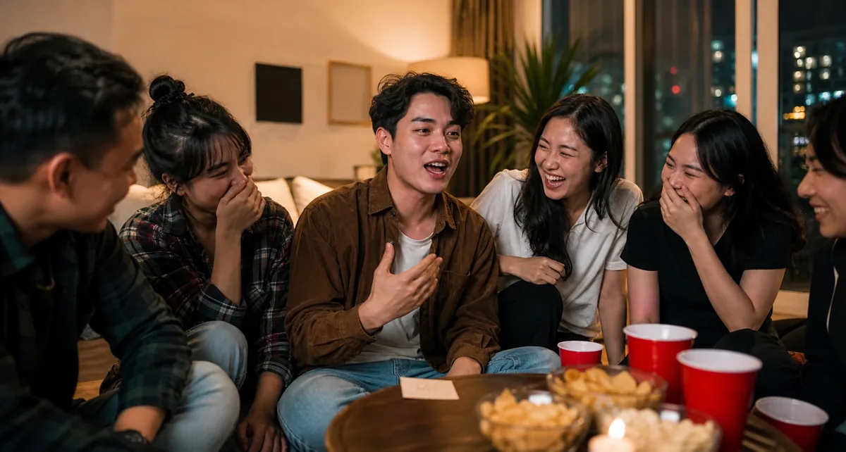 Nhóm bạn cười trong game party