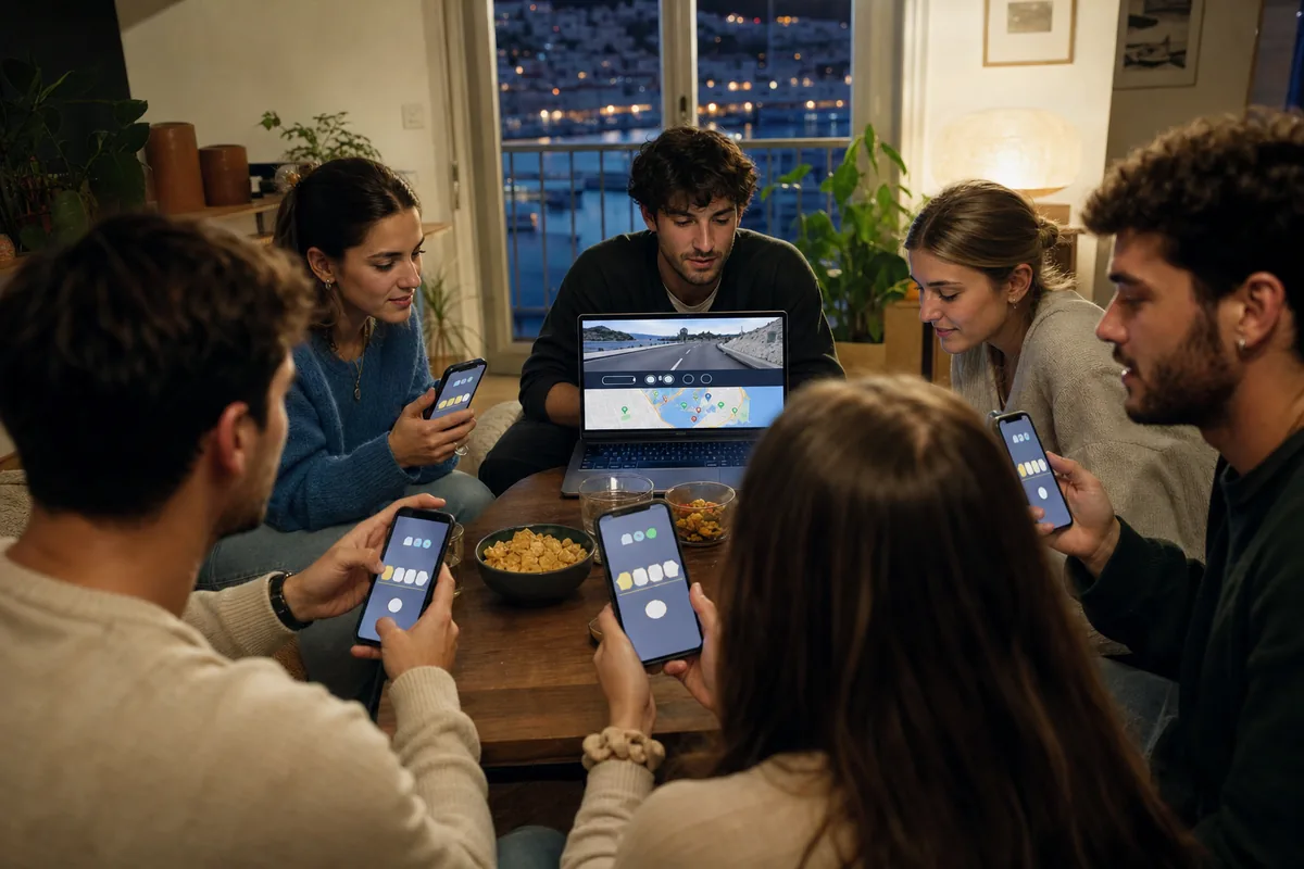 Amis rejoignant une salle de jeu depuis leurs téléphones