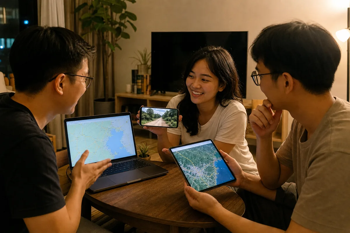 Nhóm bạn Việt Nam chia sẻ màn hình trong game đoán địa điểm