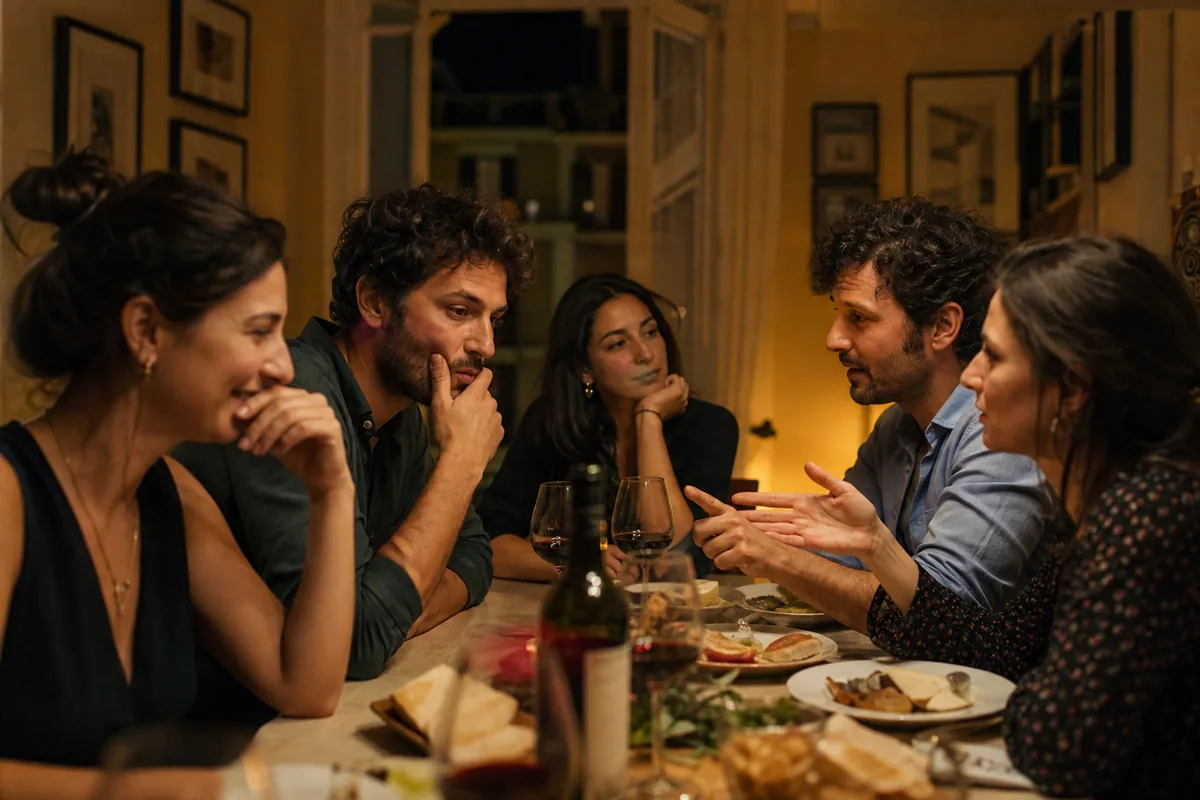 Amici discutono un dilemma difficile a cena