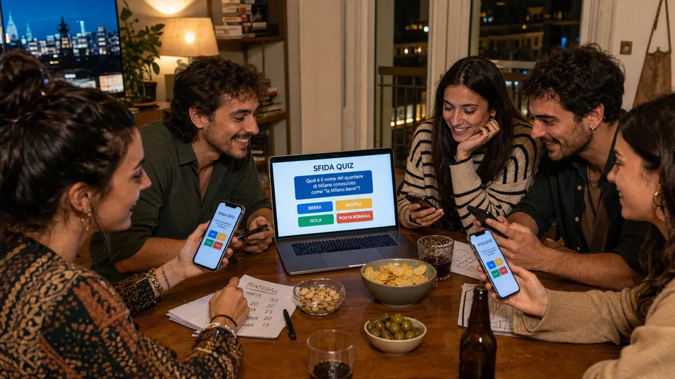 Amici italiani durante un quiz online