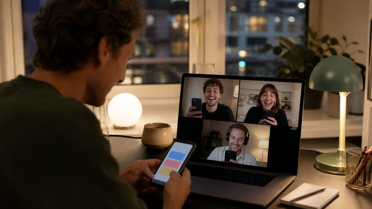 Venner spiller en spørgerunde over videoopkald
