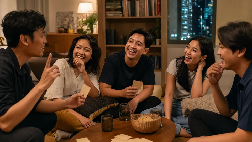 Dua tim memainkan permainan kata di meja