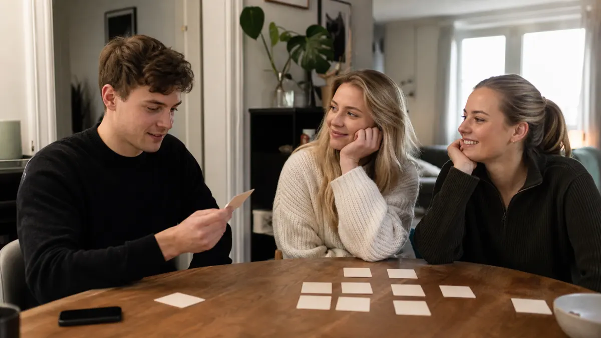 Norske venner som starter en runde med hemmelige ord