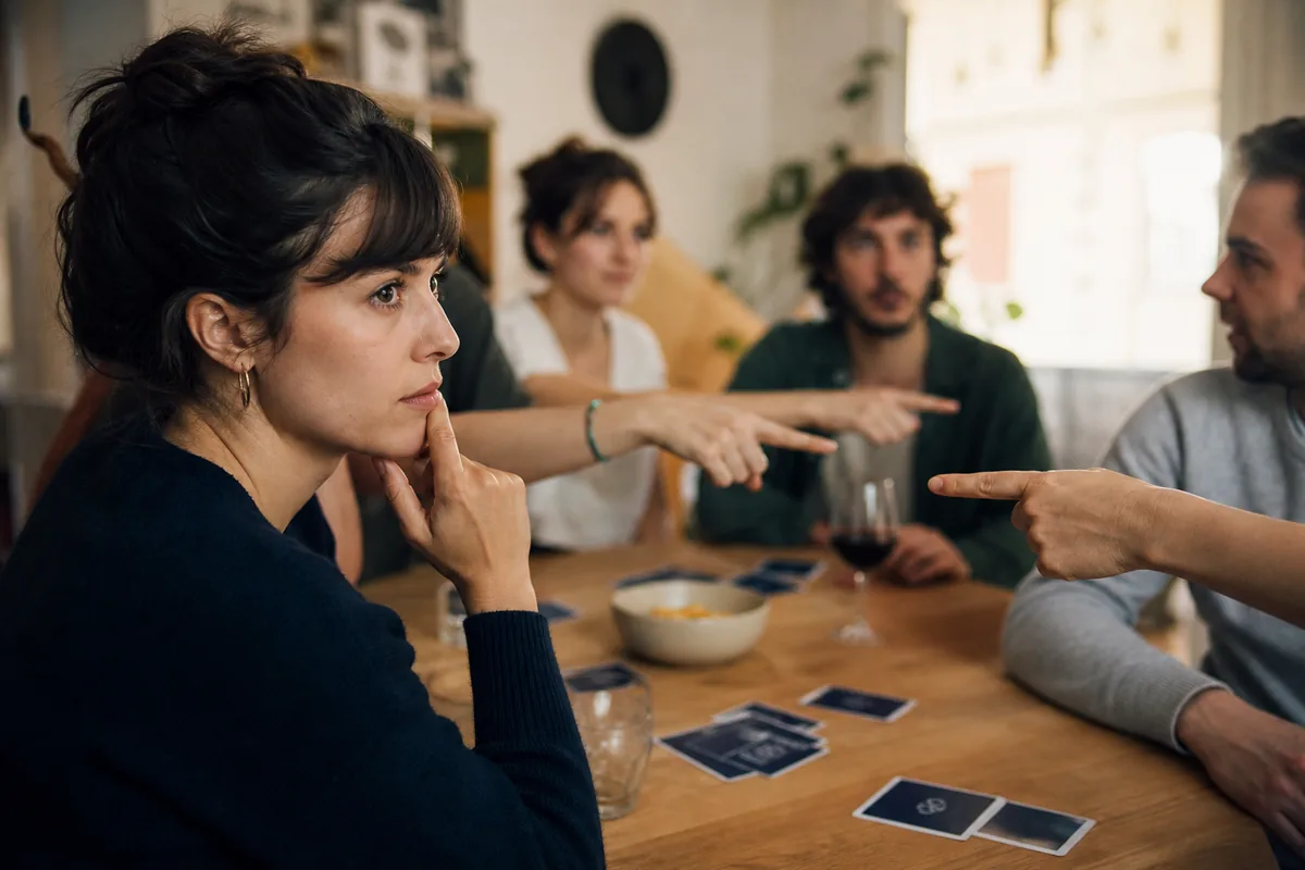 Joueuse attentive observant les réactions pendant le vote