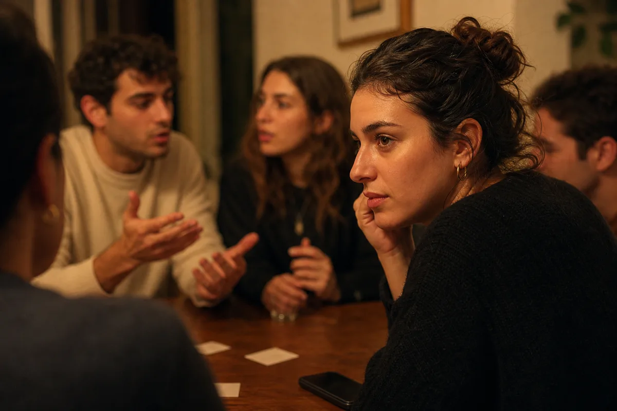 Giocatrice ascolta gli indizi degli amici