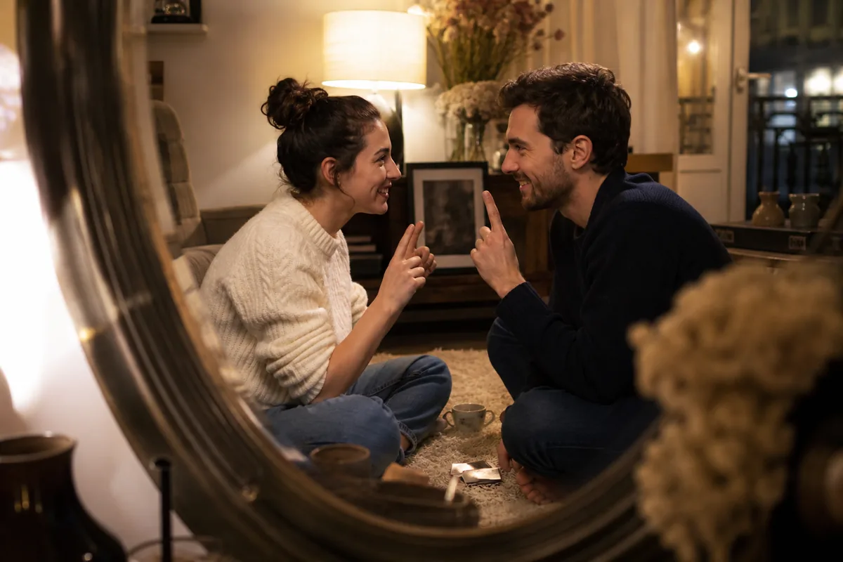 Couple échangeant des confidences pendant le jeu