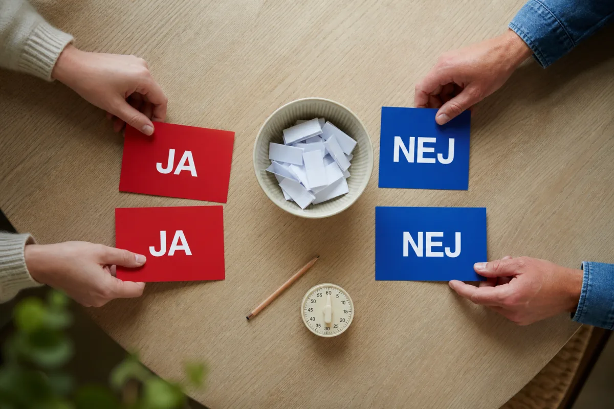 Ja- och nejkort på bord