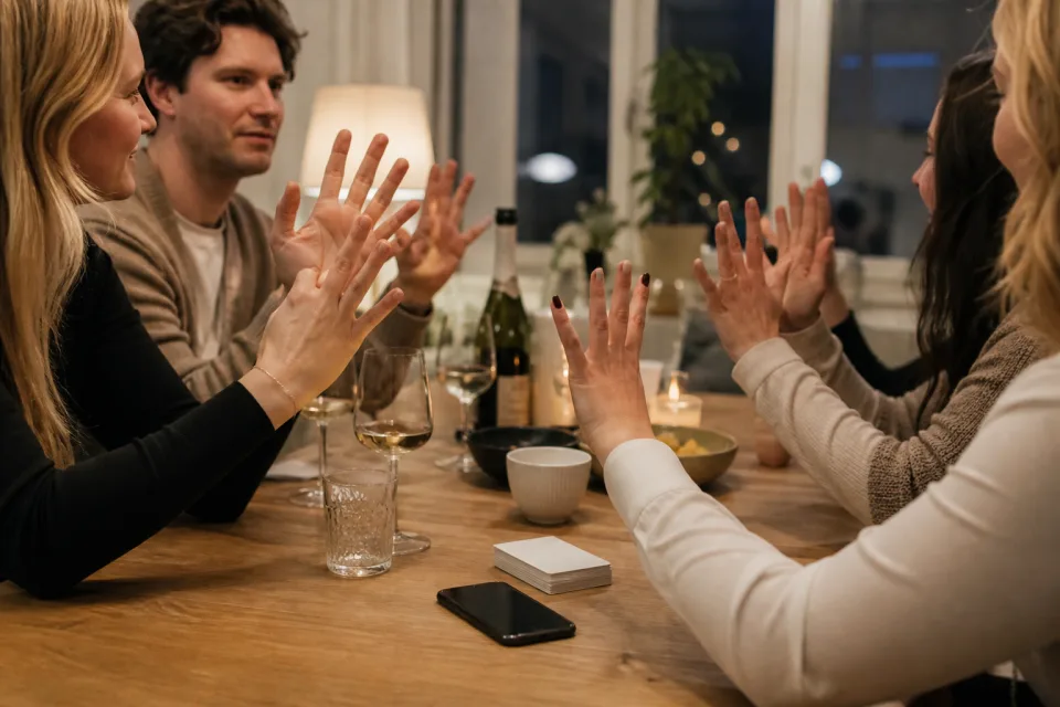 Händer räknar fingrar under en sällskapslek