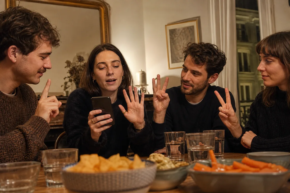Mains levées pendant une partie de J’ai déjà J’ai jamais