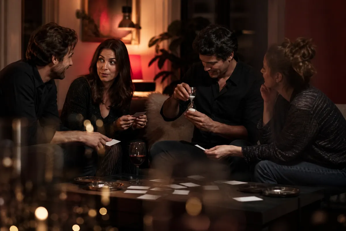 Adultes jouant dans une ambiance de soirée