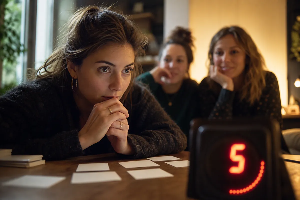 Joueuse concentrée face au minuteur