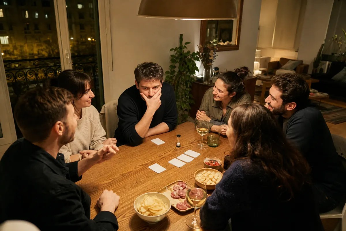 Groupe d’amis jouant pendant une soirée