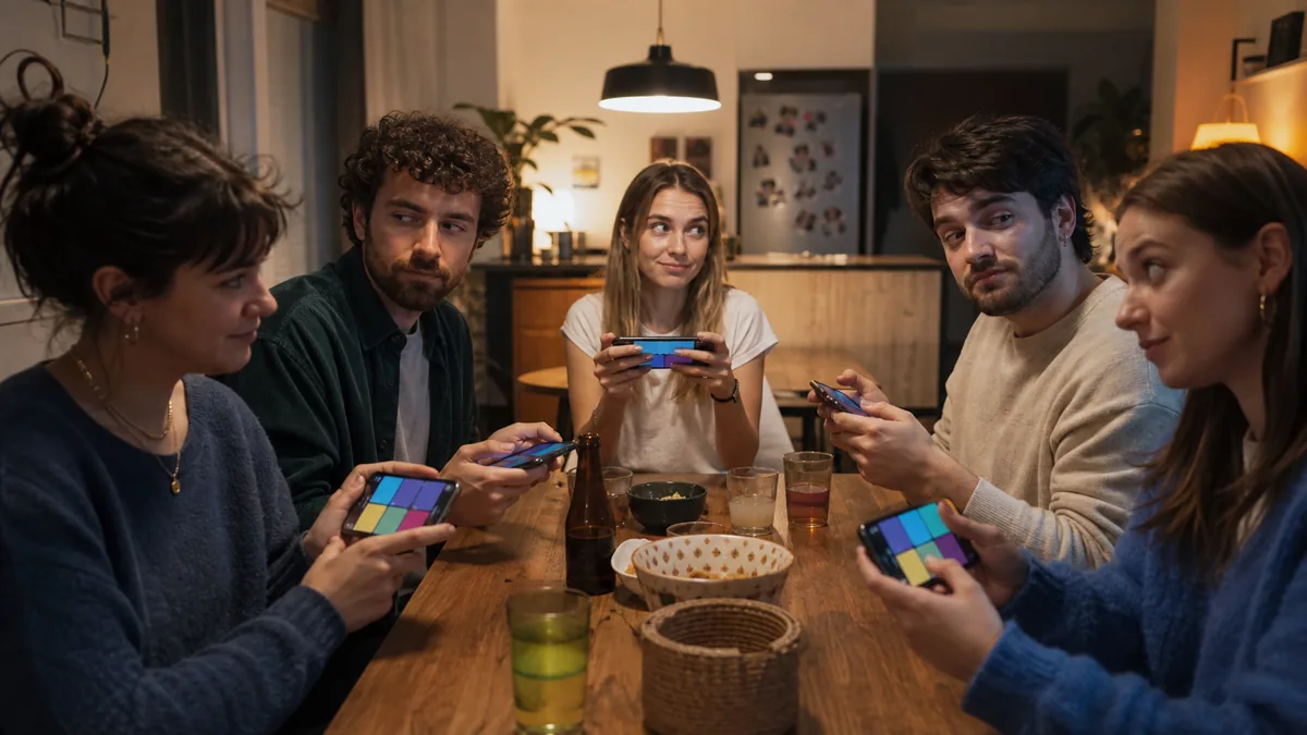Joueuses utilisant chacune leur téléphone pour une partie