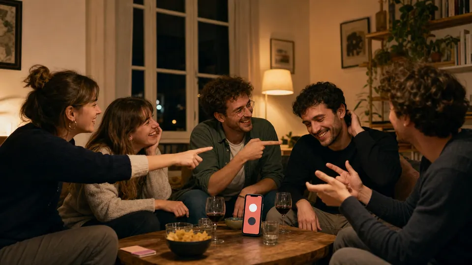 Des amis rient après avoir démasqué l’imposteur