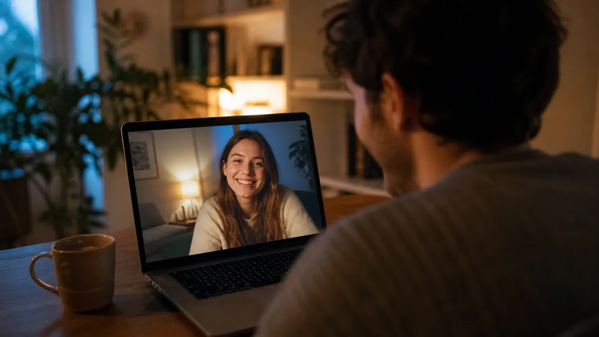 Conversation intime entre deux partenaires en appel vidéo