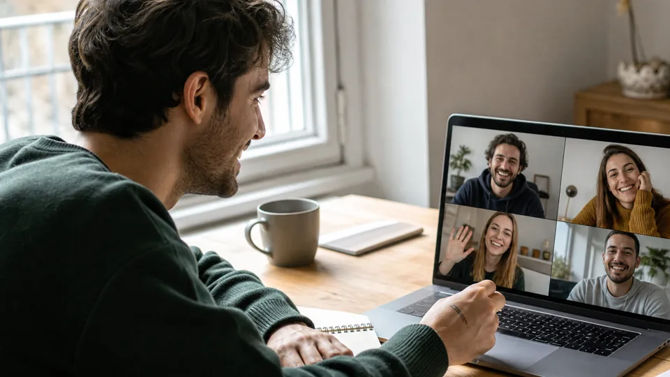Jeu de questions entre amis en appel vidéo
