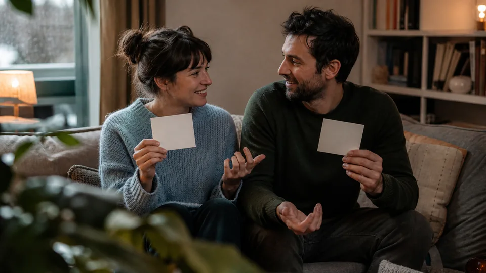 Couple comparant ses réponses à deux dilemmes