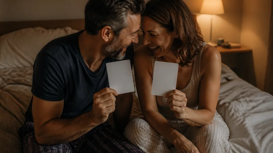 Couple riant autour de questions intimes