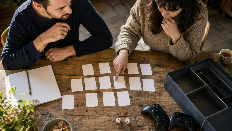Couple choisissant un jeu à faire à deux