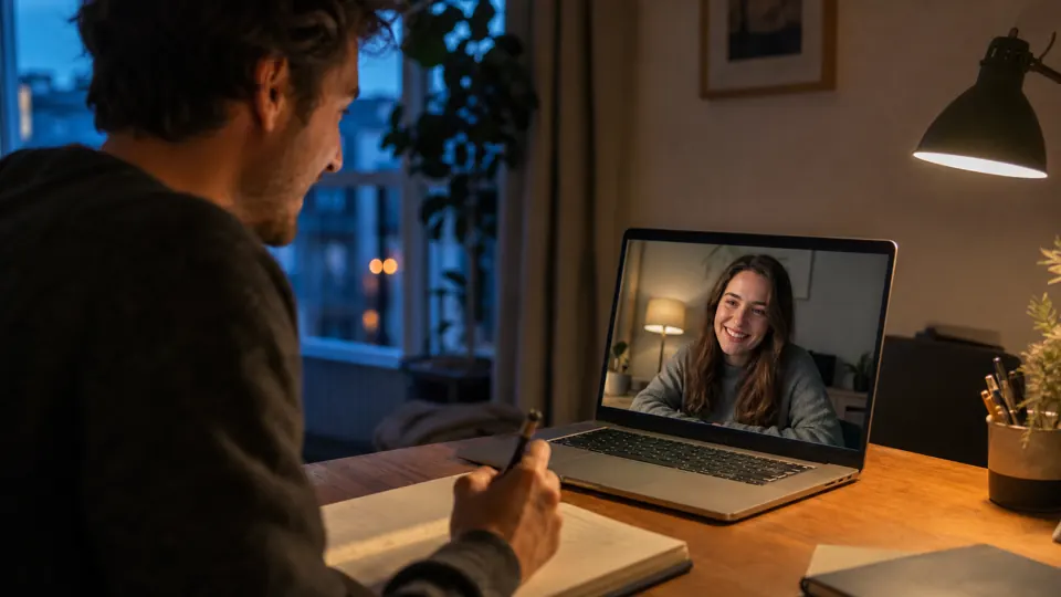 Couple jouant à distance en appel vidéo