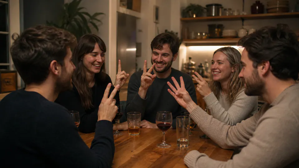 Amis votant pendant un jeu à boire sans matériel