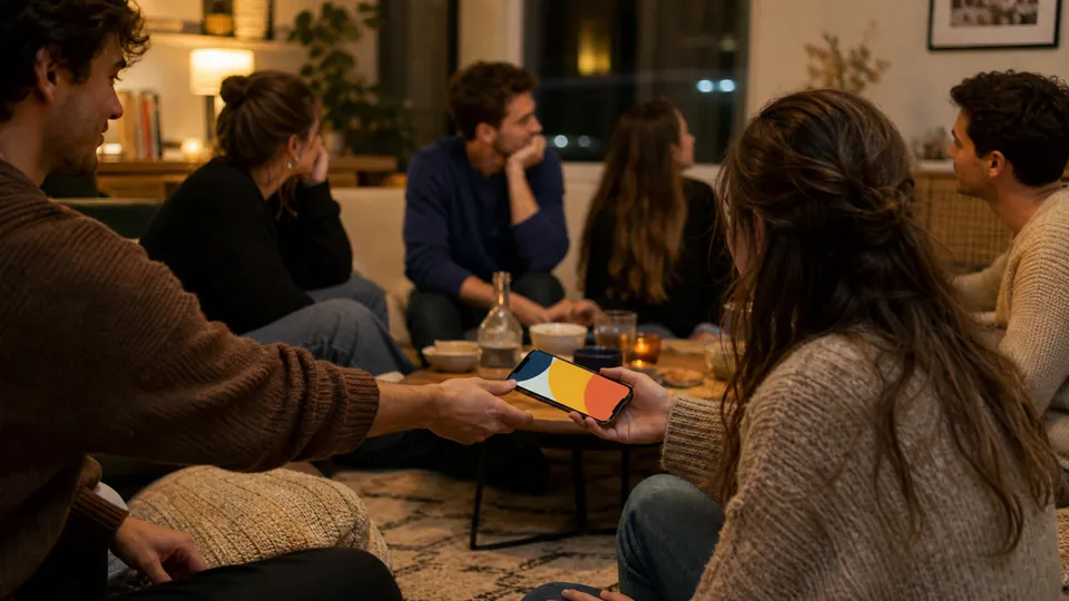 Téléphone transmis discrètement pendant un jeu d’imposteur