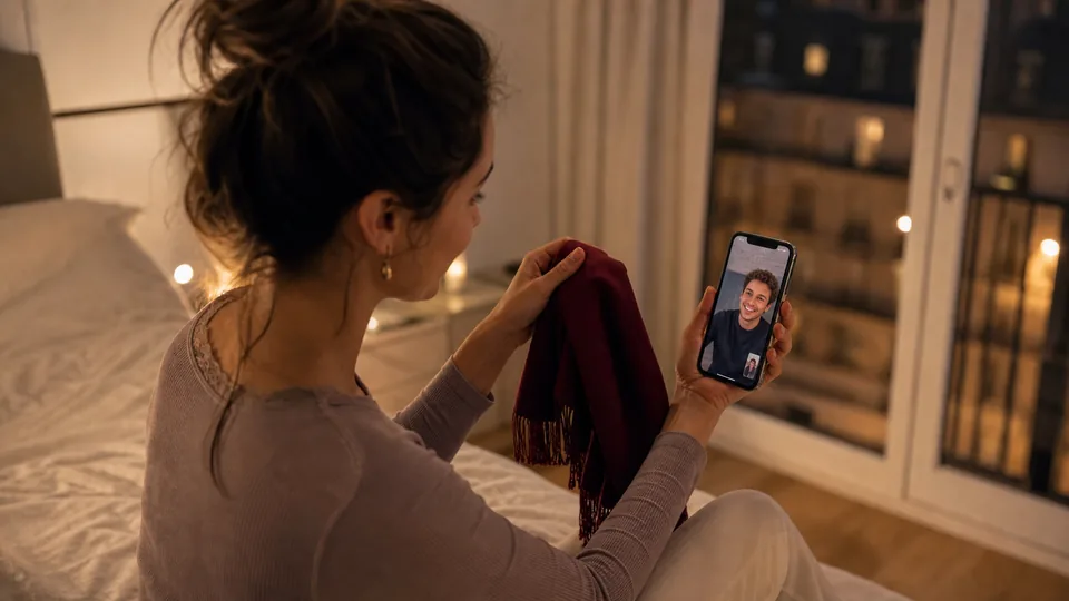 Couple jouant à distance par appel vidéo