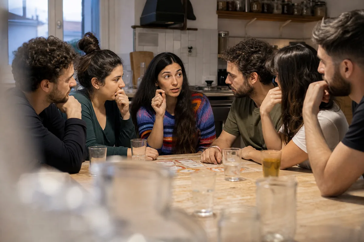 Amici discutono gli indizi dell’impostore
