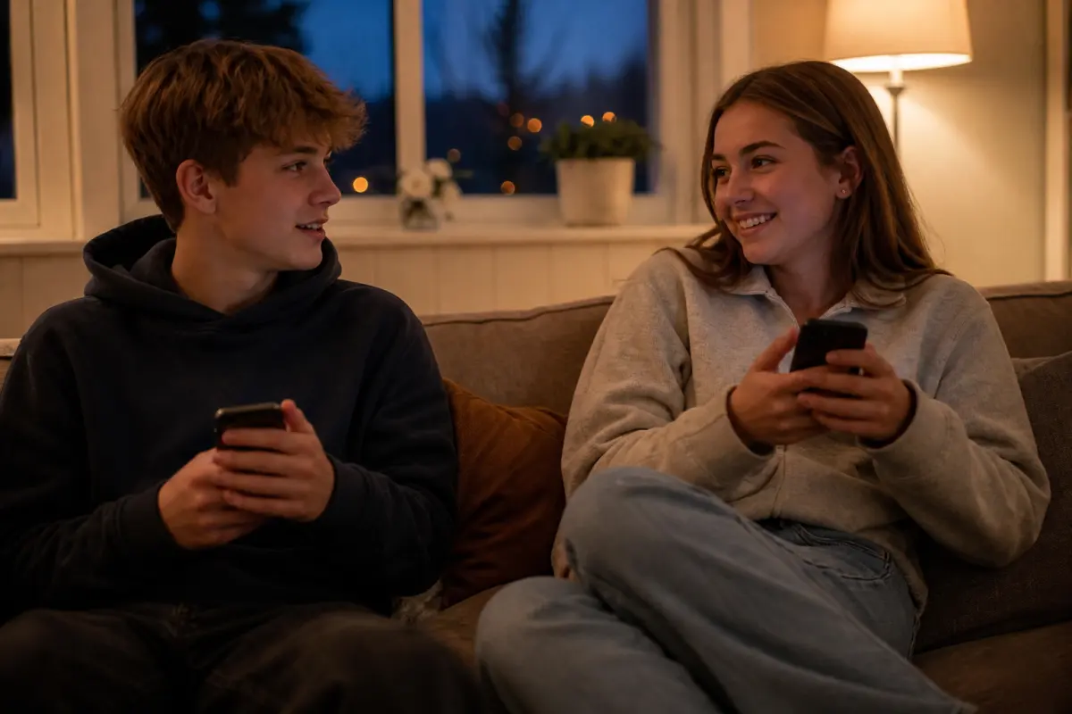 Norske ungdommer som spiller sammen på videosamtale